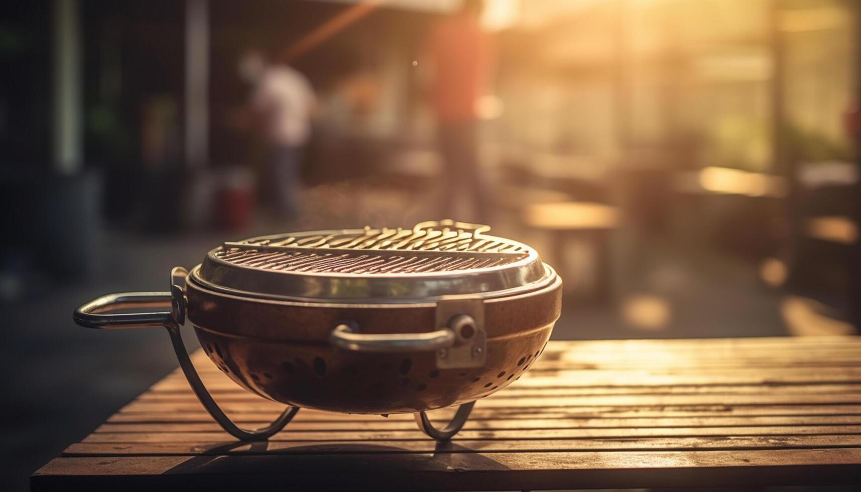 AI generated Grilled meat on barbecue, heat, flame, outdoors, freshness, summer generated by AI photo