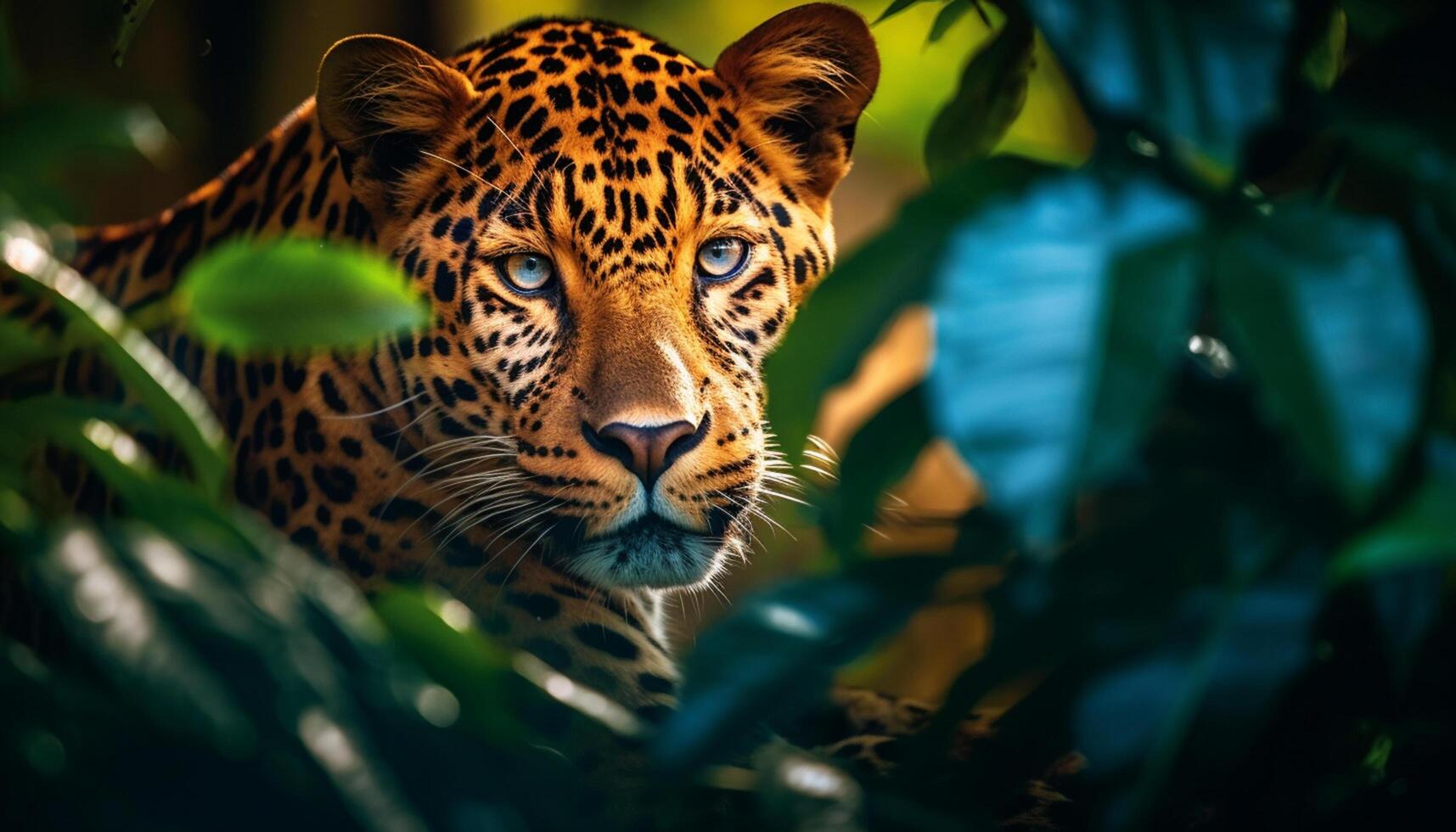 AI generated Majestic feline in the wild, striped beauty staring in tranquility generated by AI photo