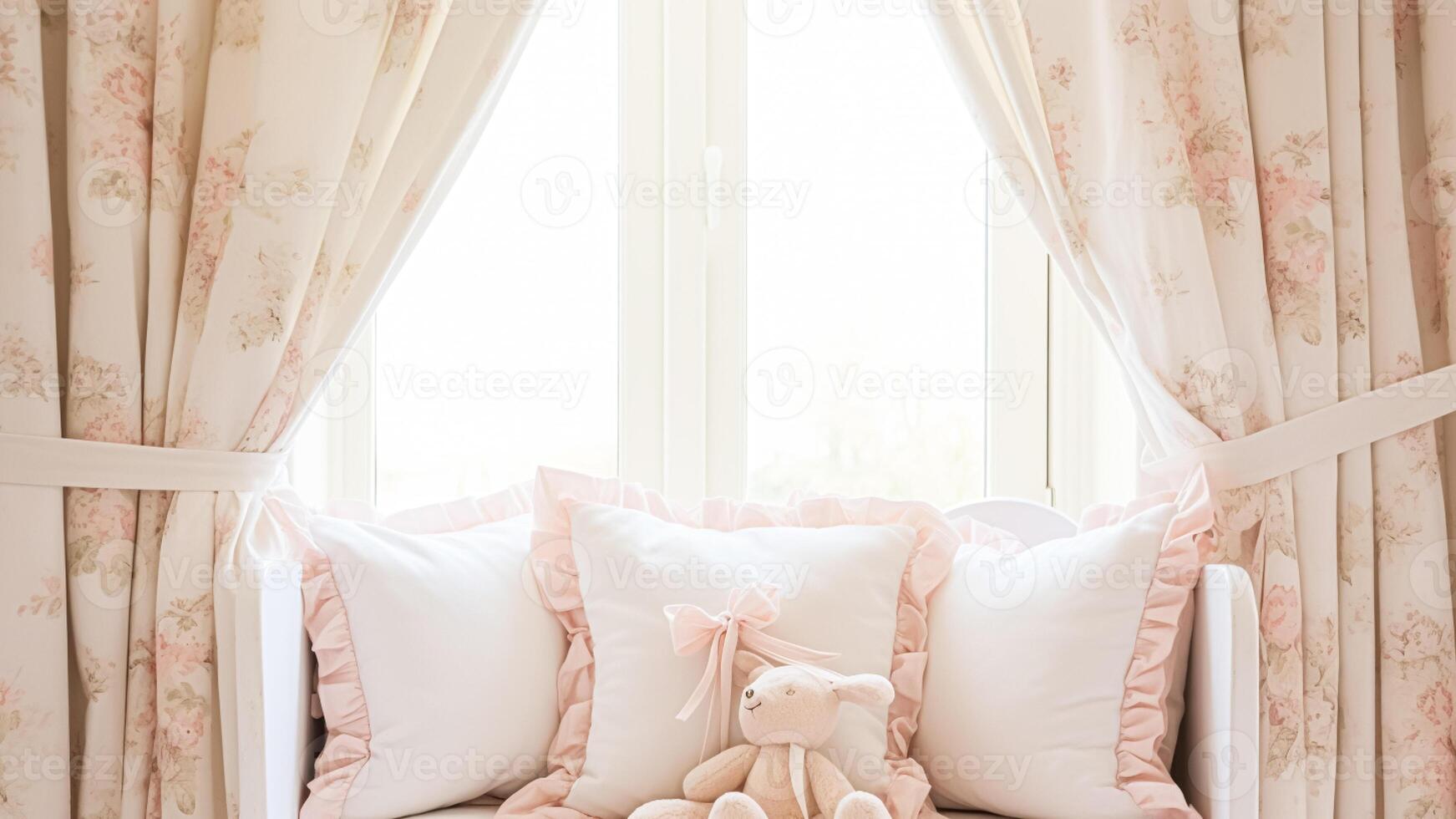 AI generated Baby room decor and interior design inspiration in the English countryside style cottage photo