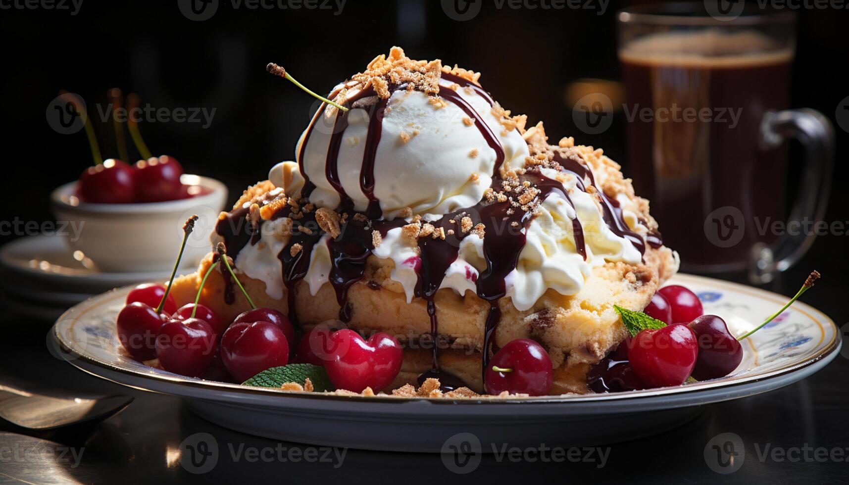 ai generado frescura y dulzura en un lámina, gastrónomo postre indulgencia generado por ai foto