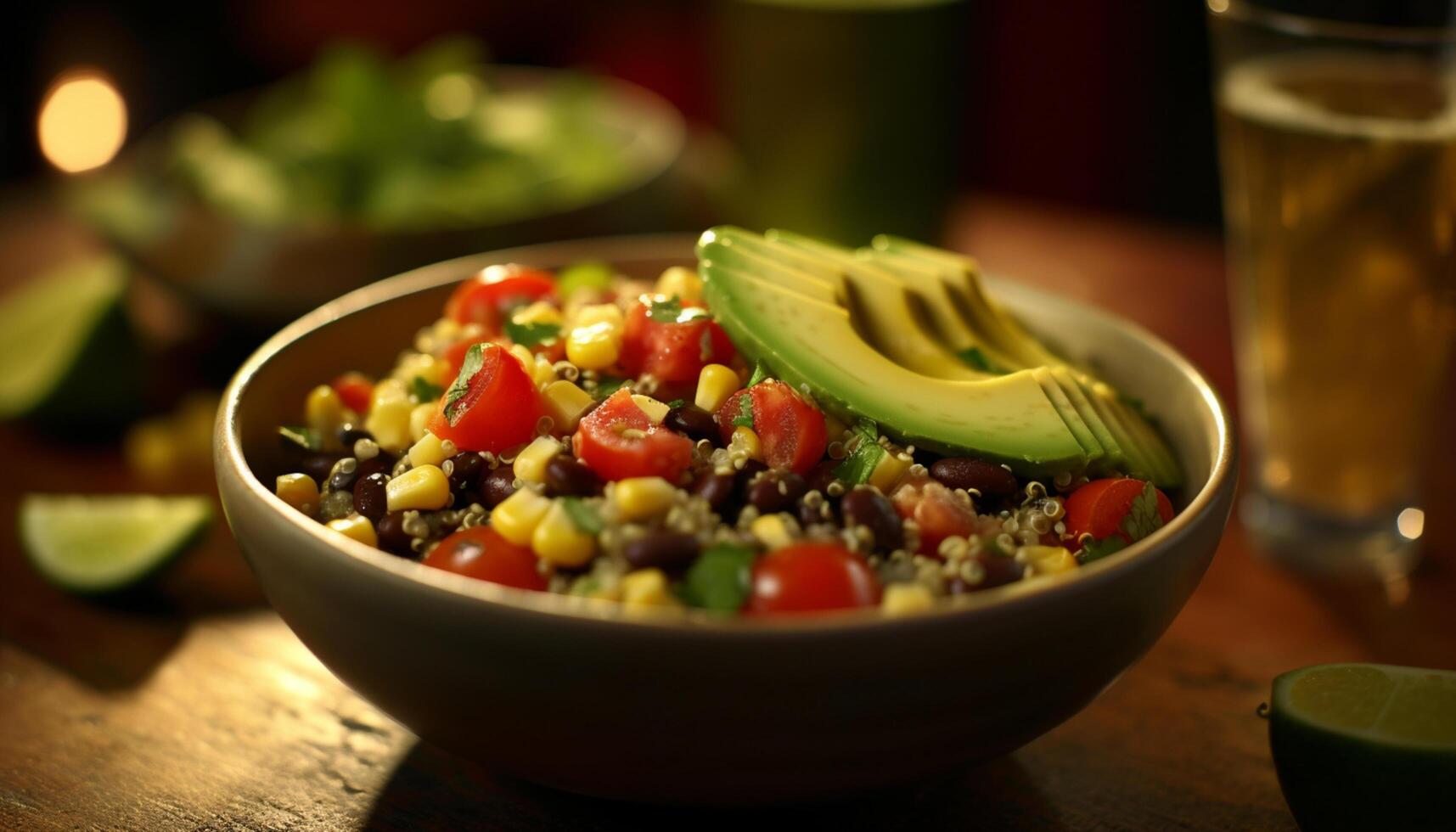 AI generated Freshness of vegetables in a healthy salad, a gourmet vegetarian meal generated by AI photo