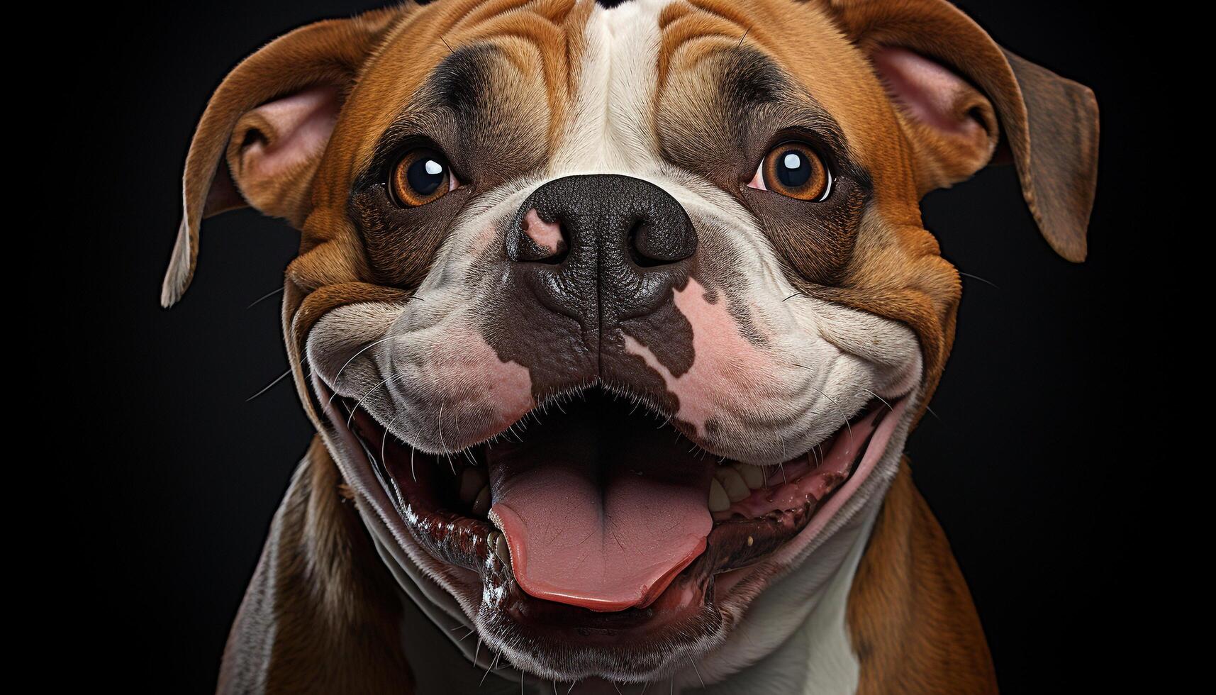AI generated Cute bulldog puppy sitting, looking at camera generated by AI photo