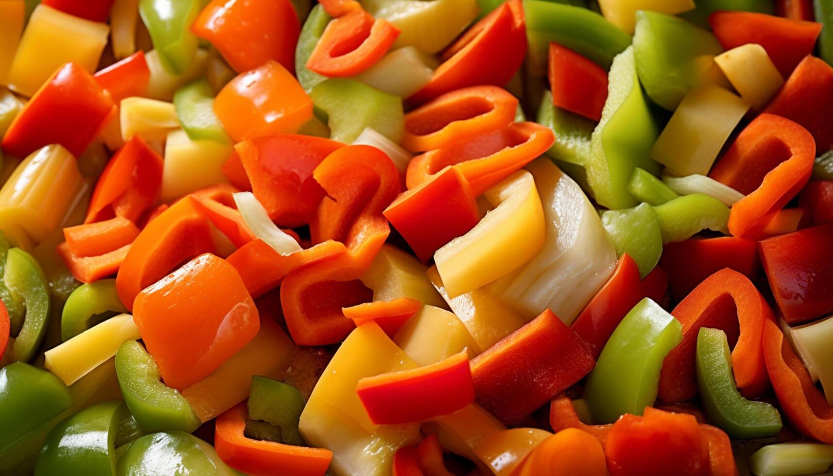AI generated Fresh, colorful vegetables create a vibrant and healthy vegetarian salad generated by AI photo
