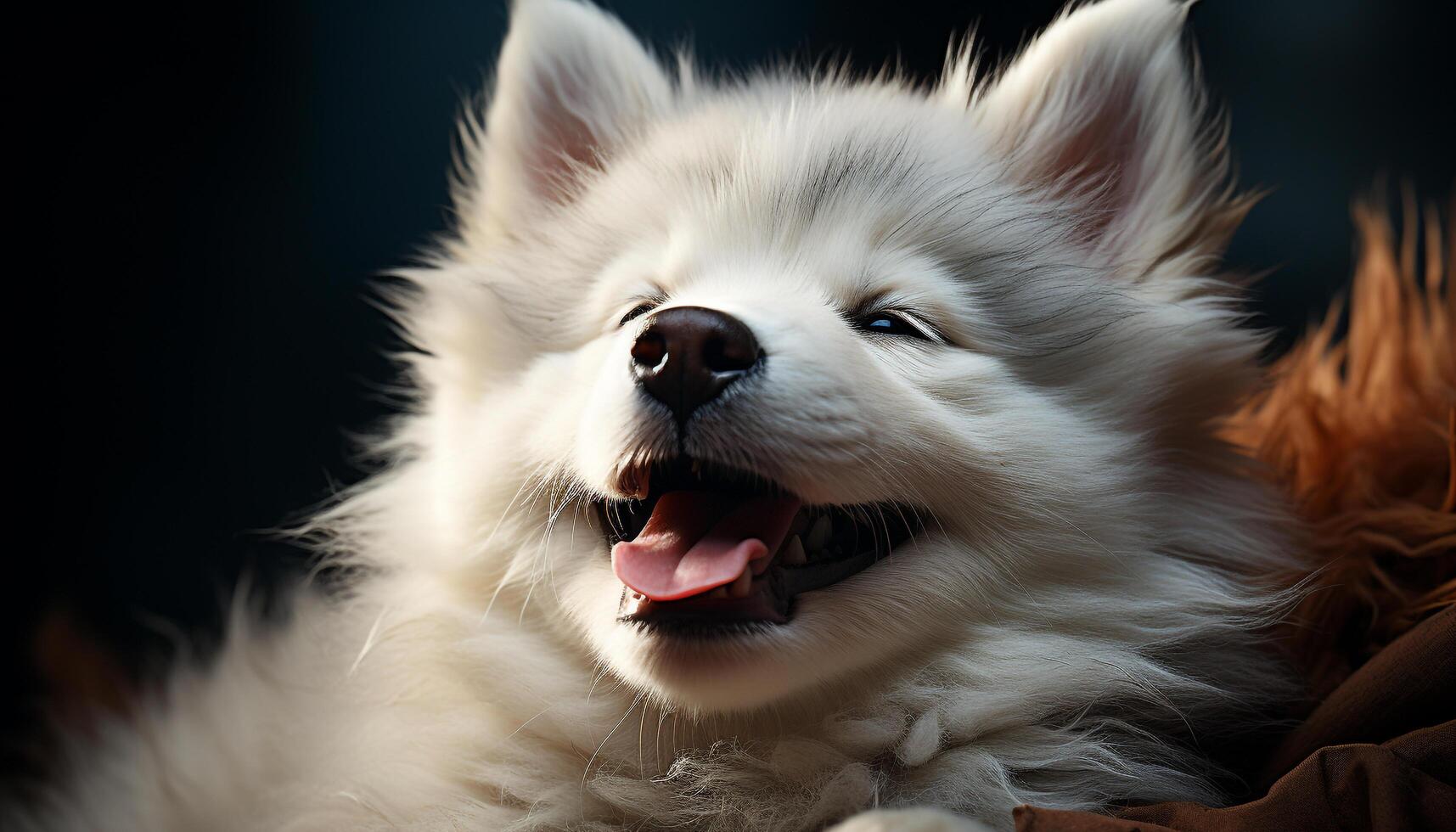 AI generated Cute puppy sitting outdoors, looking at camera generated by AI photo