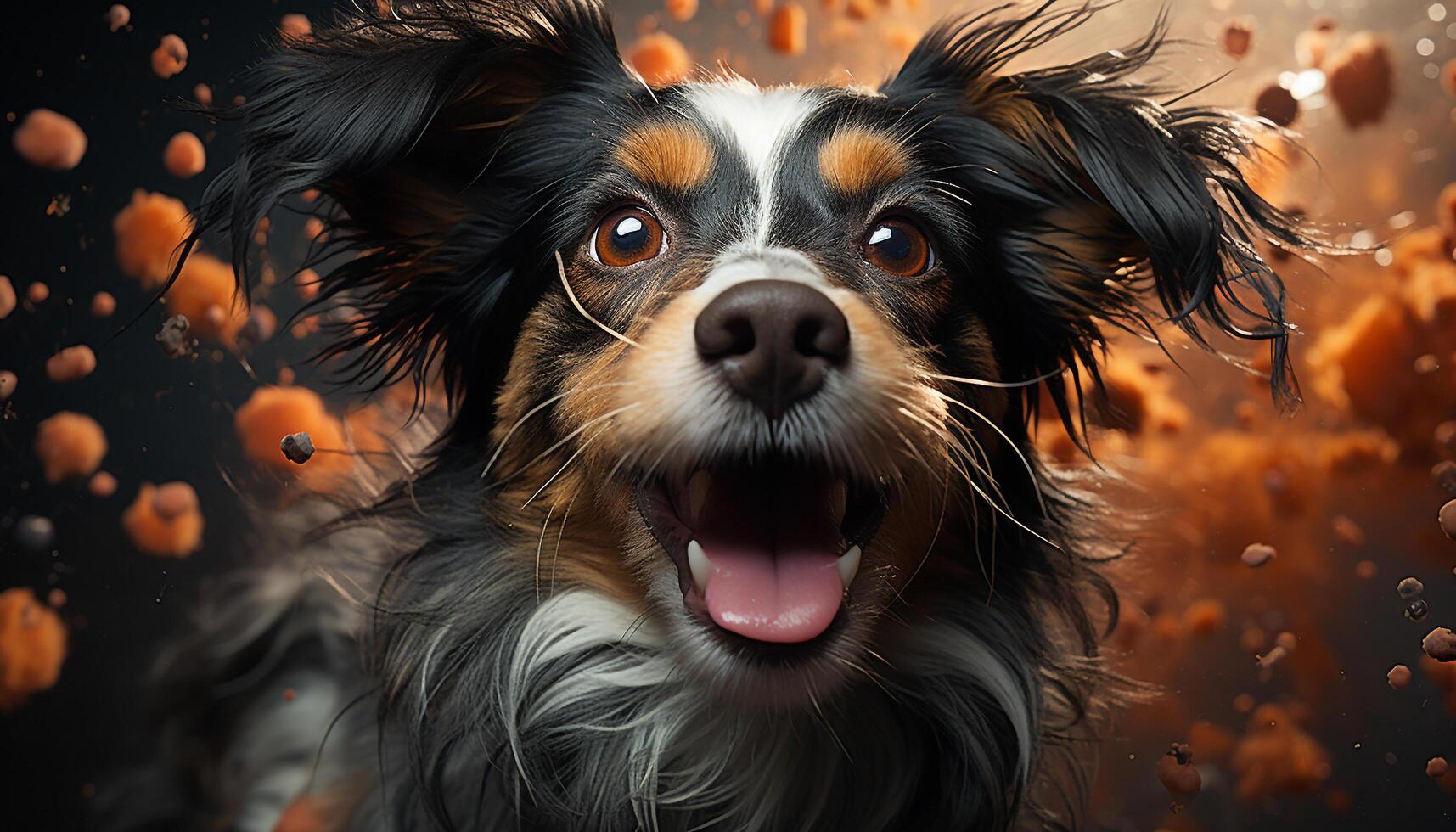 AI generated Cute puppy sitting outdoors, looking at camera generated by AI photo