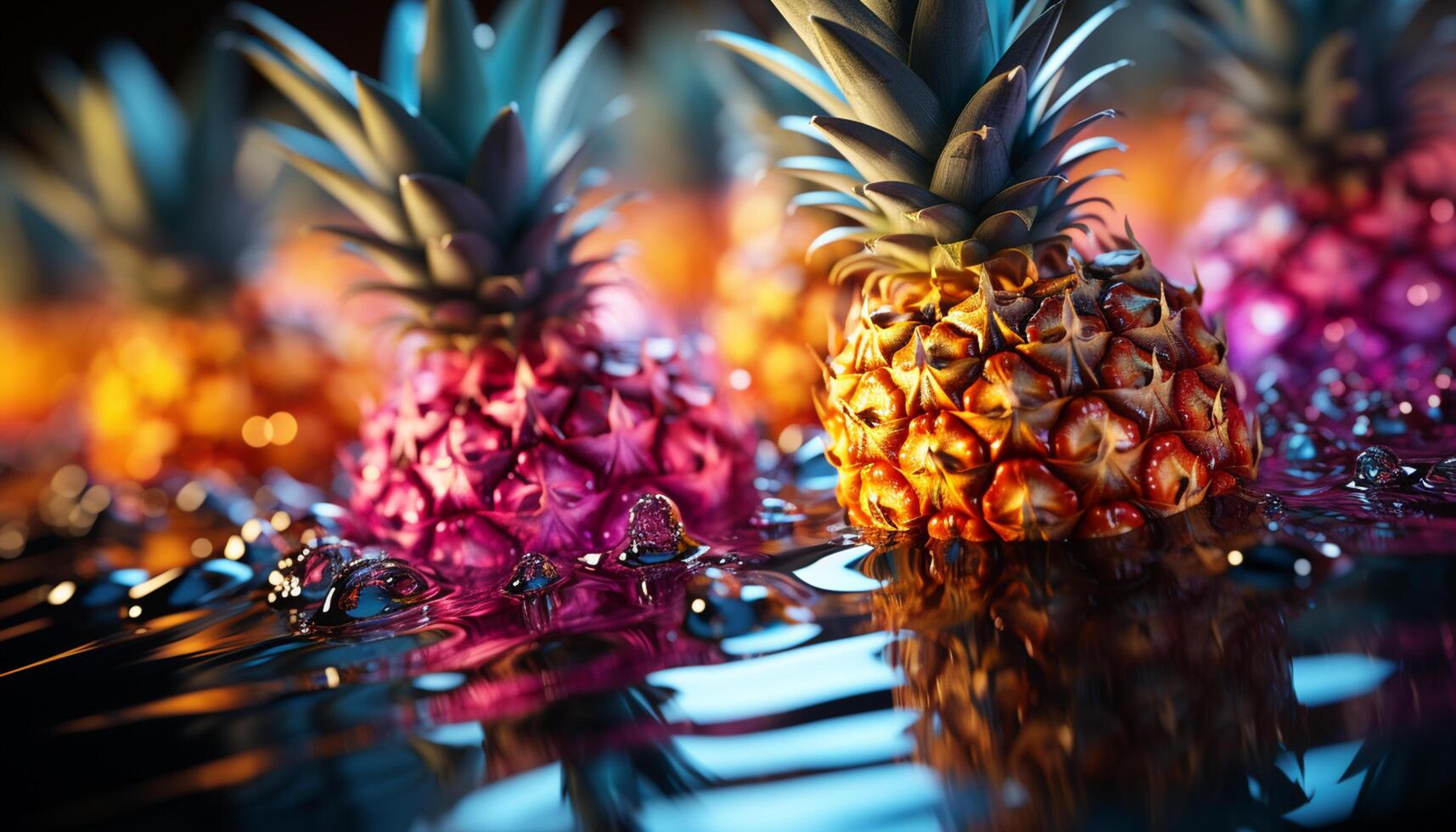 AI generated Fresh pineapple slice, a burst of summer in a glass generated by AI photo