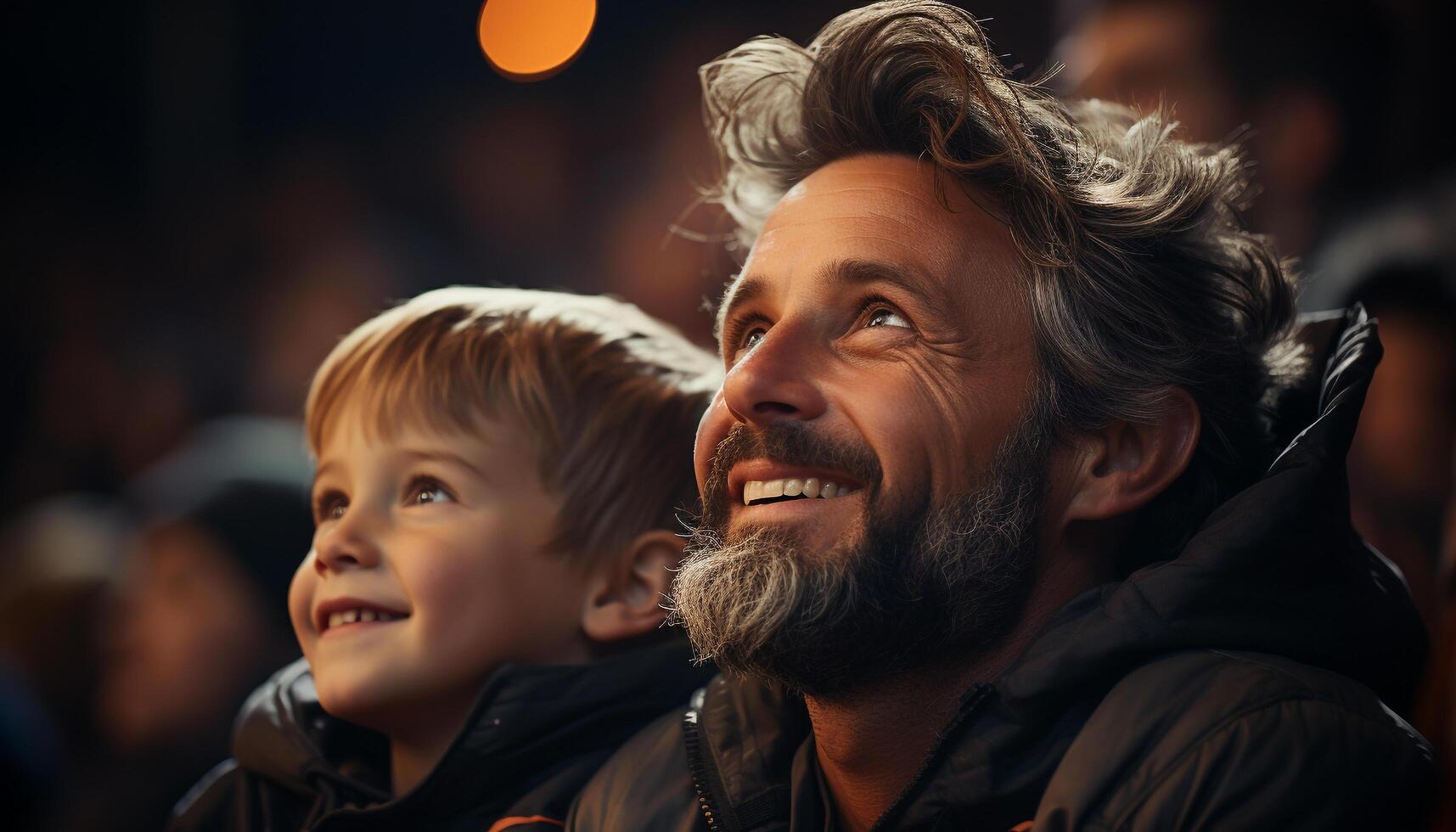 AI generated Father and son enjoying winter fun outdoors generated by AI photo