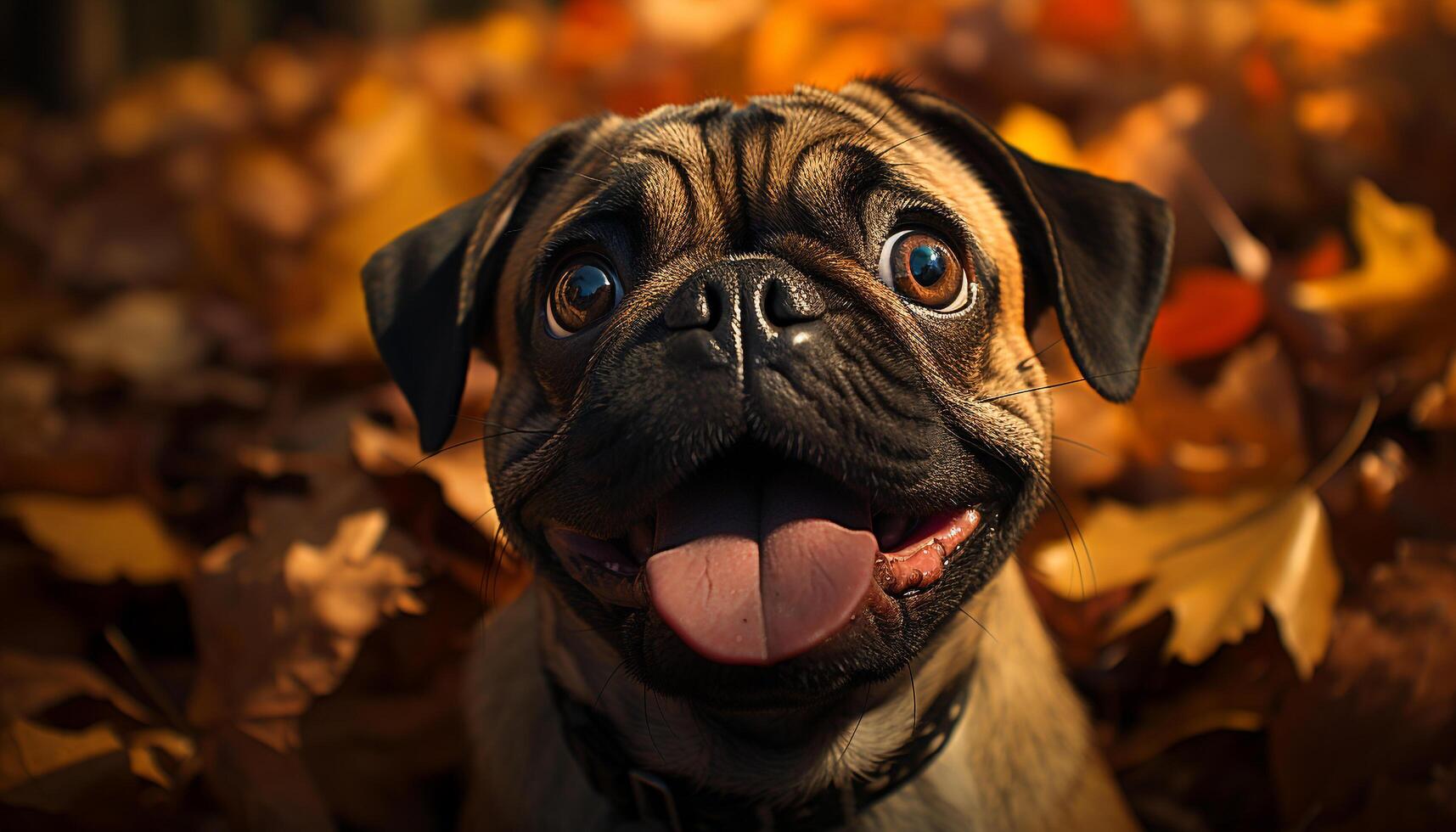 AI generated Cute puppy sitting outdoors, looking at camera generated by AI photo