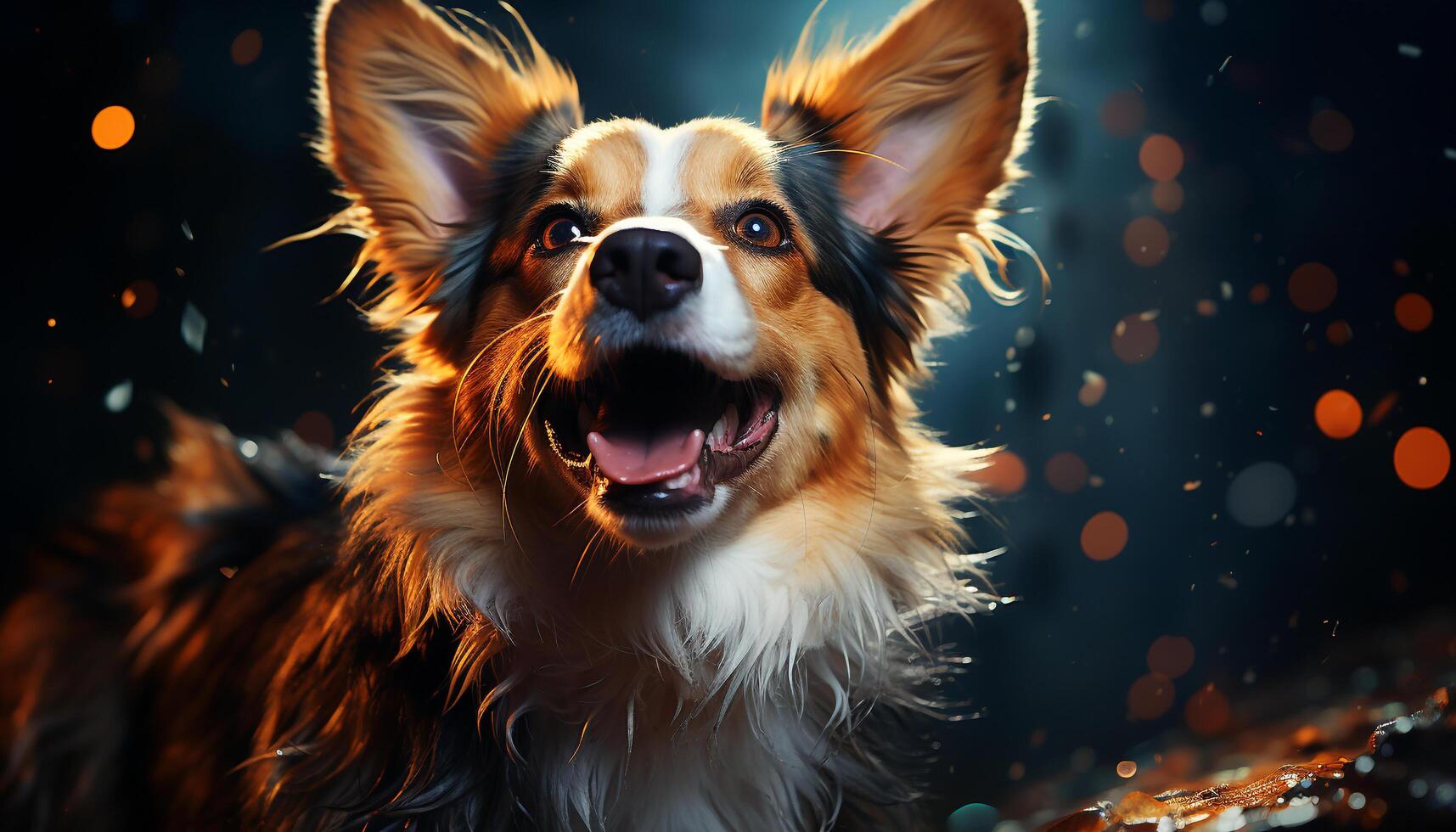 AI generated Cute puppy sitting outdoors, looking at camera generated by AI photo