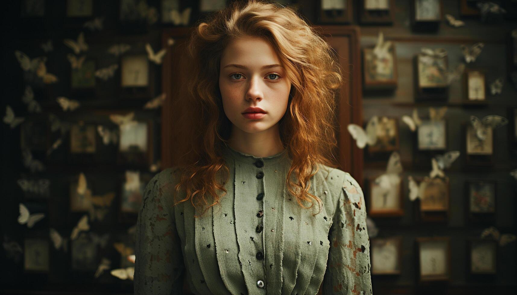 AI generated Beautiful young woman looking at camera with confidence generated by AI photo