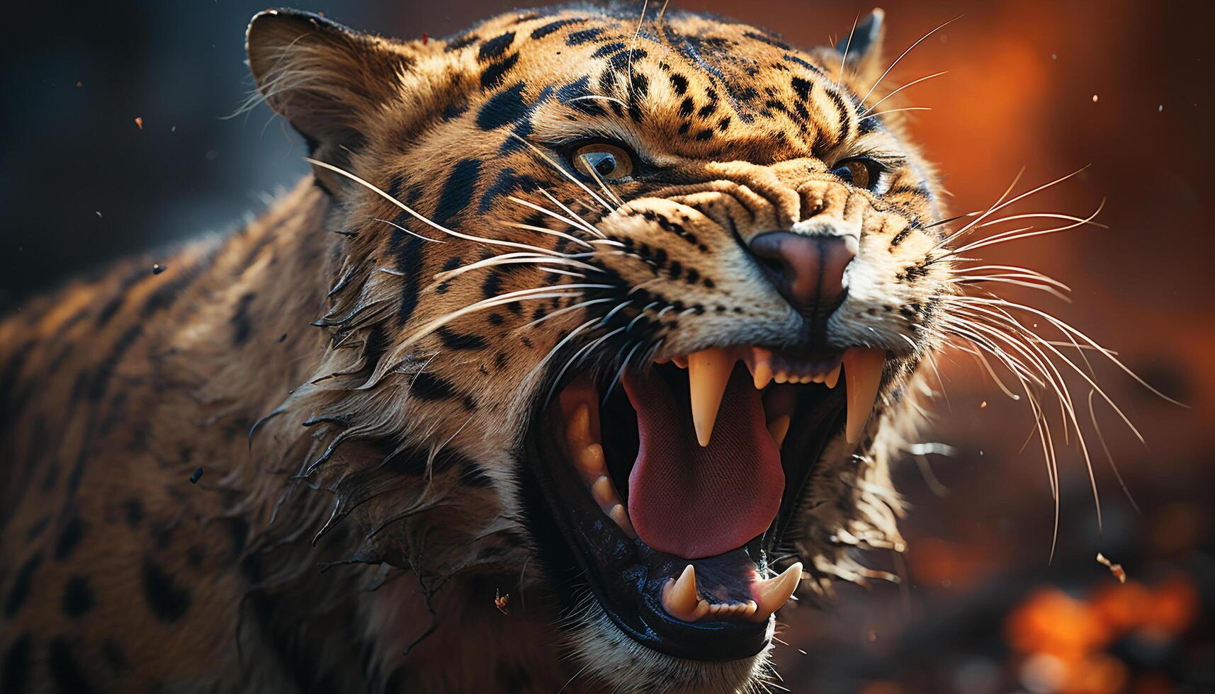 AI generated Majestic tiger roaring, fierce and beautiful in nature generated by AI photo