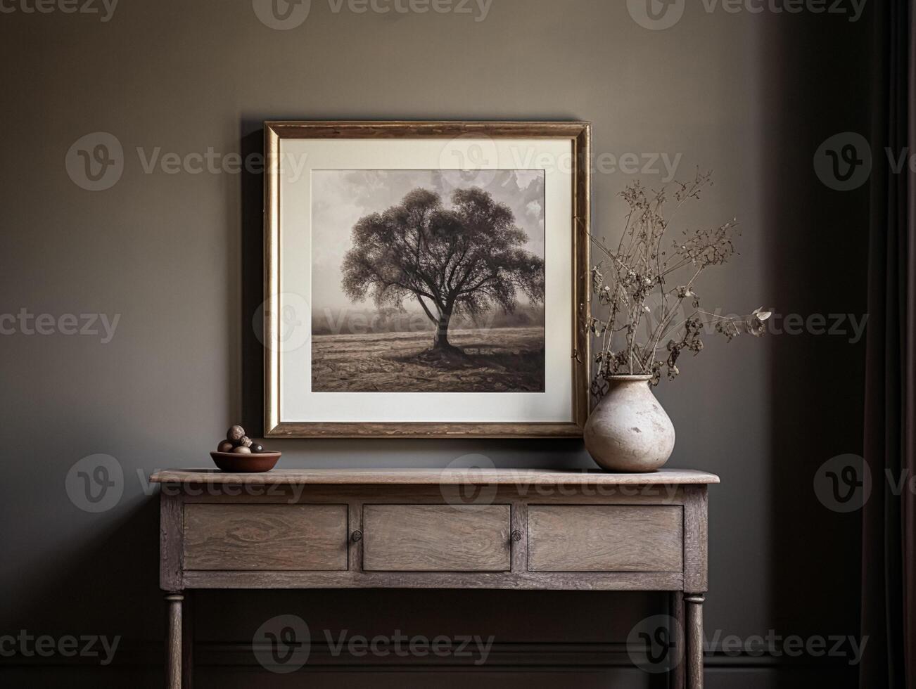 AI generated Artwork in a frame in the English countryside style, art and home decor photo