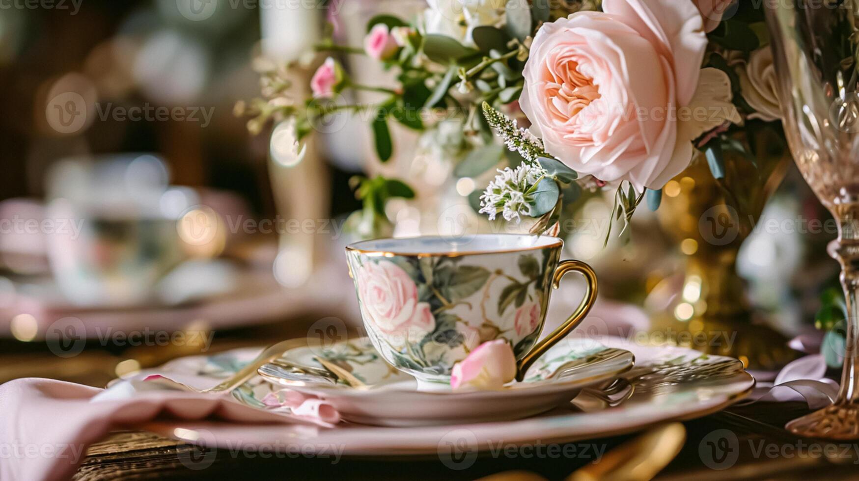 Delightful afternoon tea with cakes and pastries photo