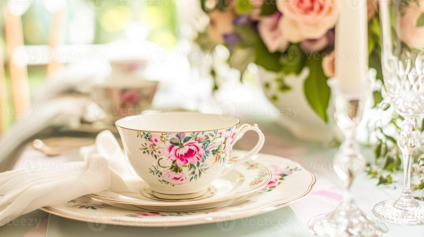 AI generated Delightful afternoon tea with cakes and pastries photo