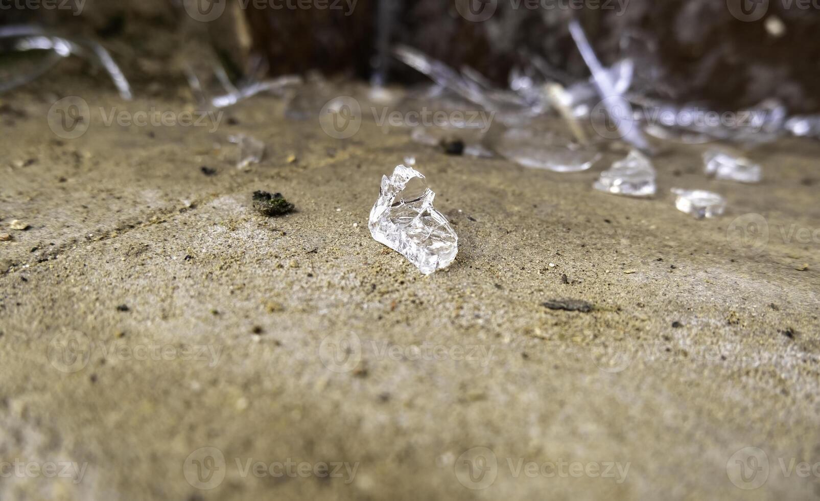 Broken glass on the floor photo