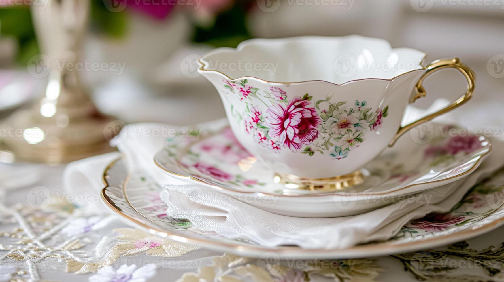 AI generated Delightful afternoon tea with cakes and pastries photo