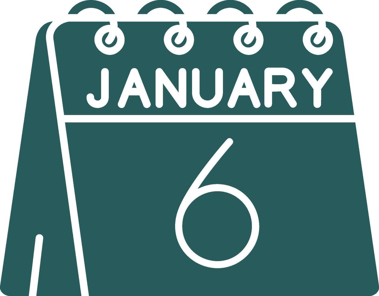 6th of January Glyph Gradient Green Icon vector