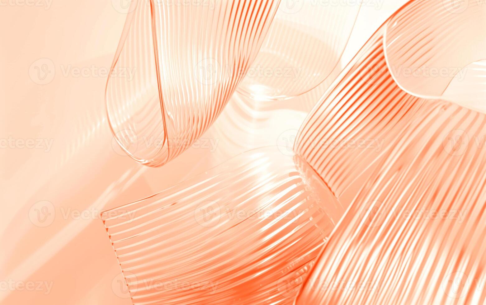 AI generated Close up of holographic glass shapes with peach fuzz color background and colorful reflections. Abstract pattern wallpaper. Texture with nice glossy effect. photo