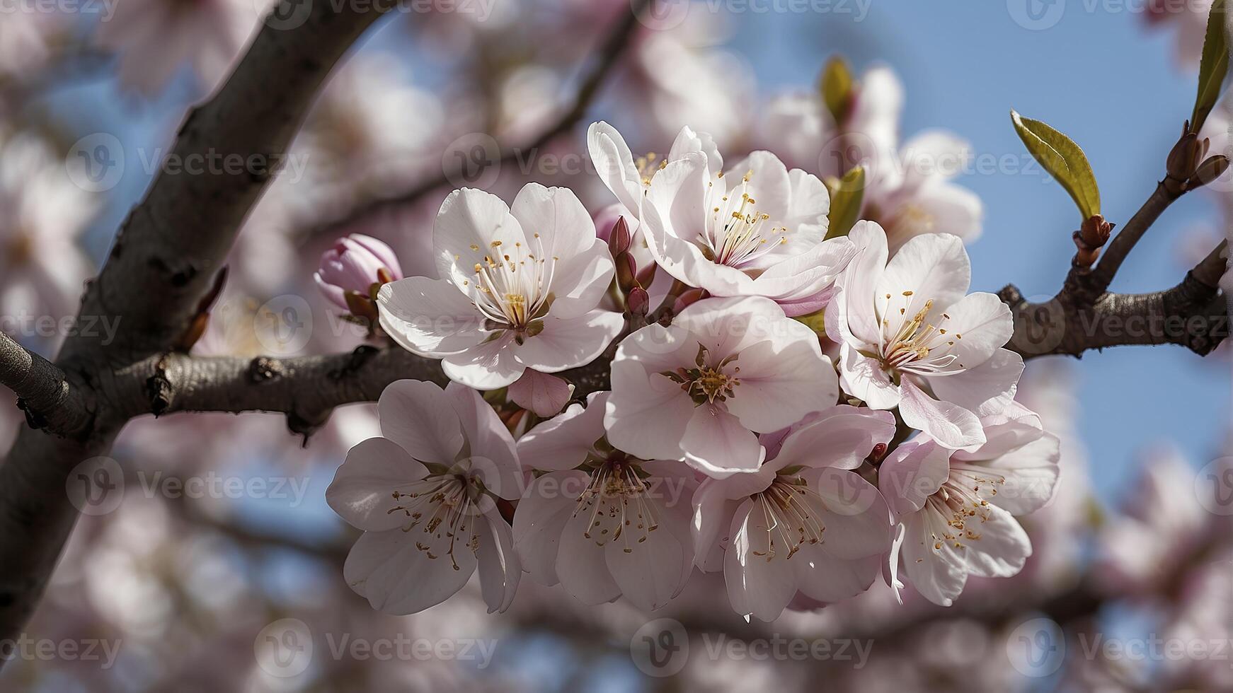 AI generated blossom in spring, blooming trees in spring, amazing spring scenery, trees in spring photo