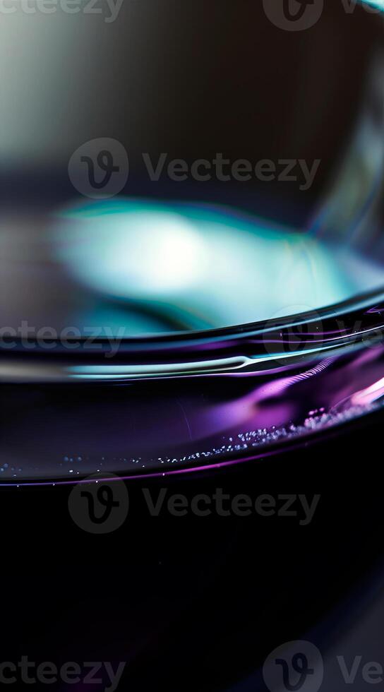 AI generated Close up of holographic glass shapes with dark background and colorful reflections. Abstract pattern wallpaper. Texture with nice glossy effect. photo