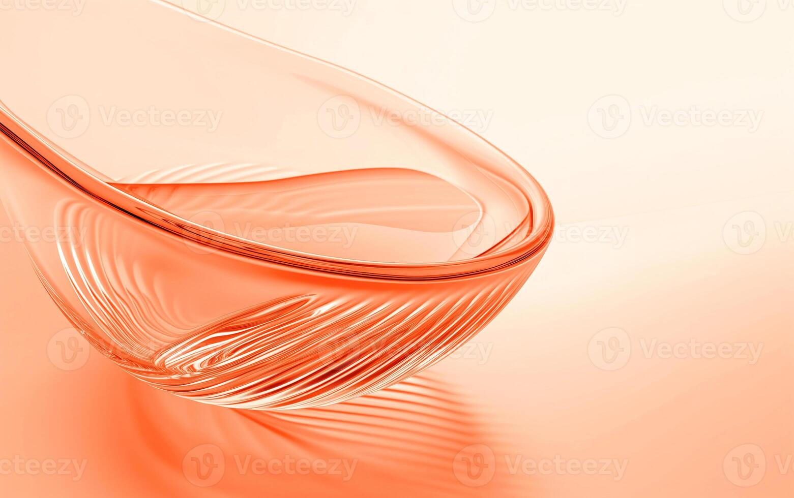 AI generated Close up of holographic glass shapes with peach fuzz color background and colorful reflections. Abstract pattern wallpaper. Texture with nice glossy effect. photo