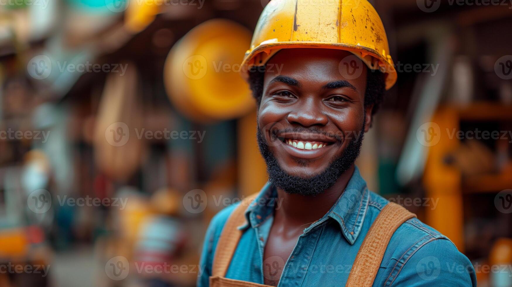 AI generated Portrait of maintenance worker looking into camera with empty space for text. photo