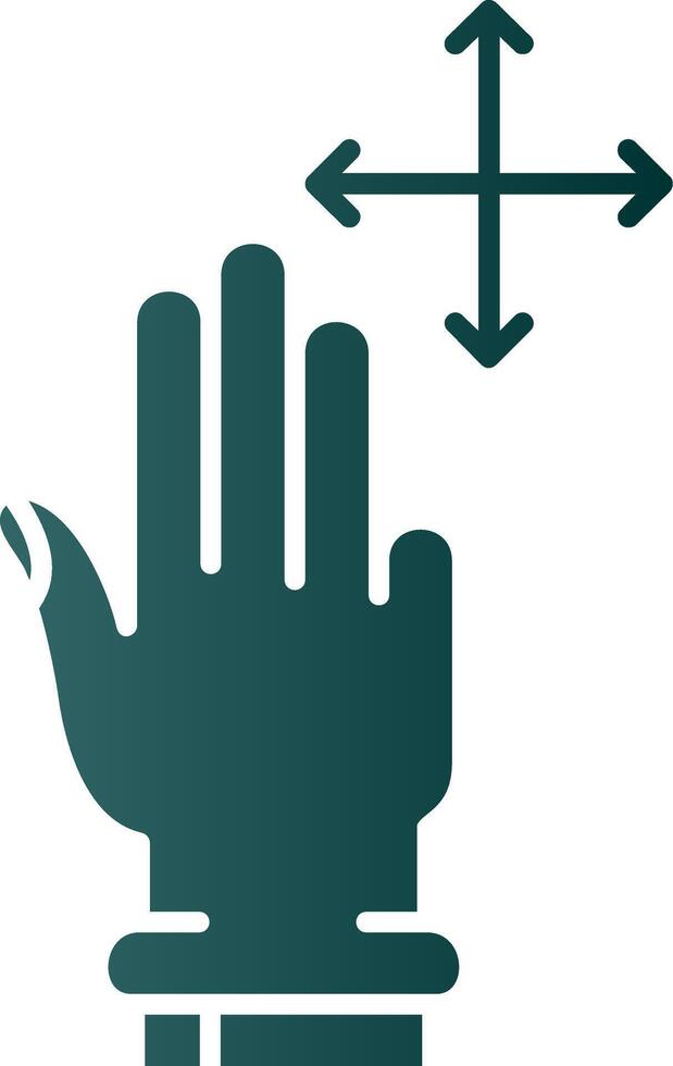 Three Fingers Move Glyph Gradient Green Icon vector