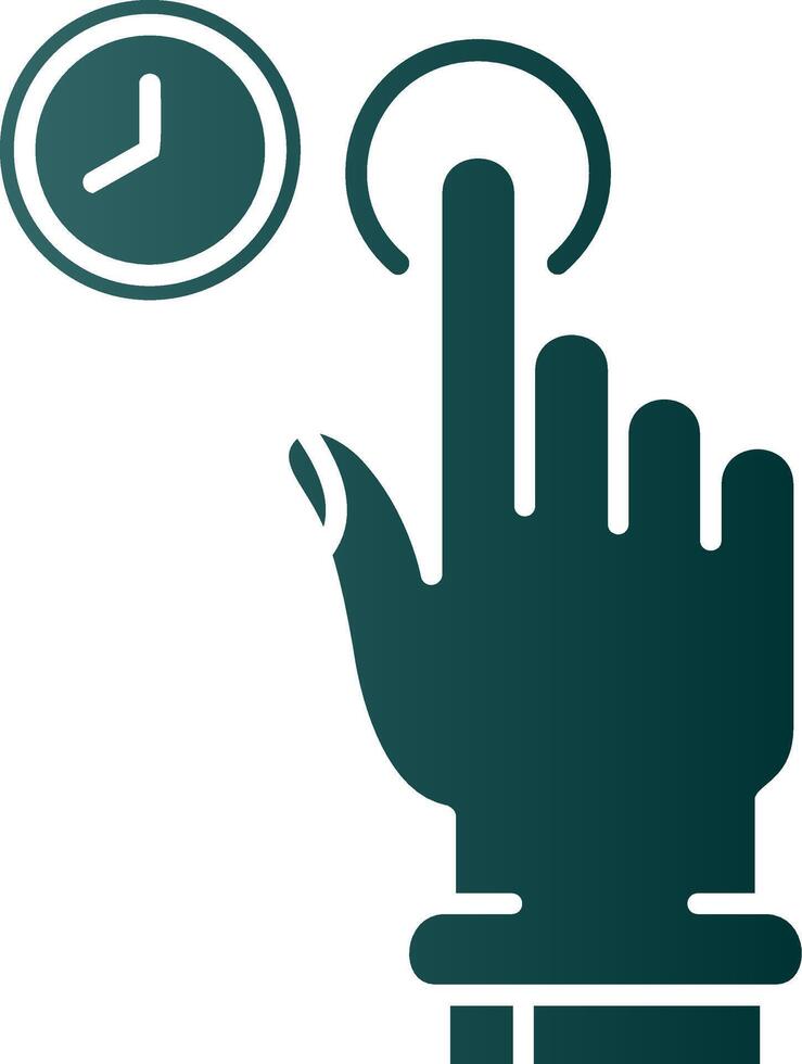 Click and Hold Glyph Gradient Green Icon vector