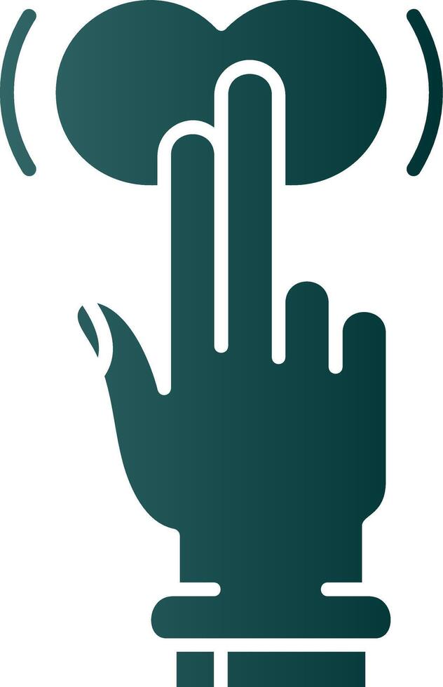 Two Fingers Tap and Hold Glyph Gradient Green Icon vector