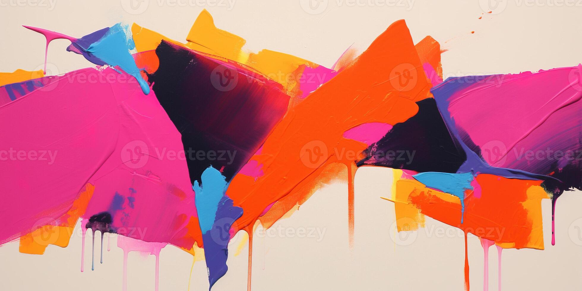 AI generated Abstract bold primary color heavy acrylic paint shapes and brushstrokes texture pattern background. Dynamic composition, red, orange, modern art painting wallpaper backdrop photo