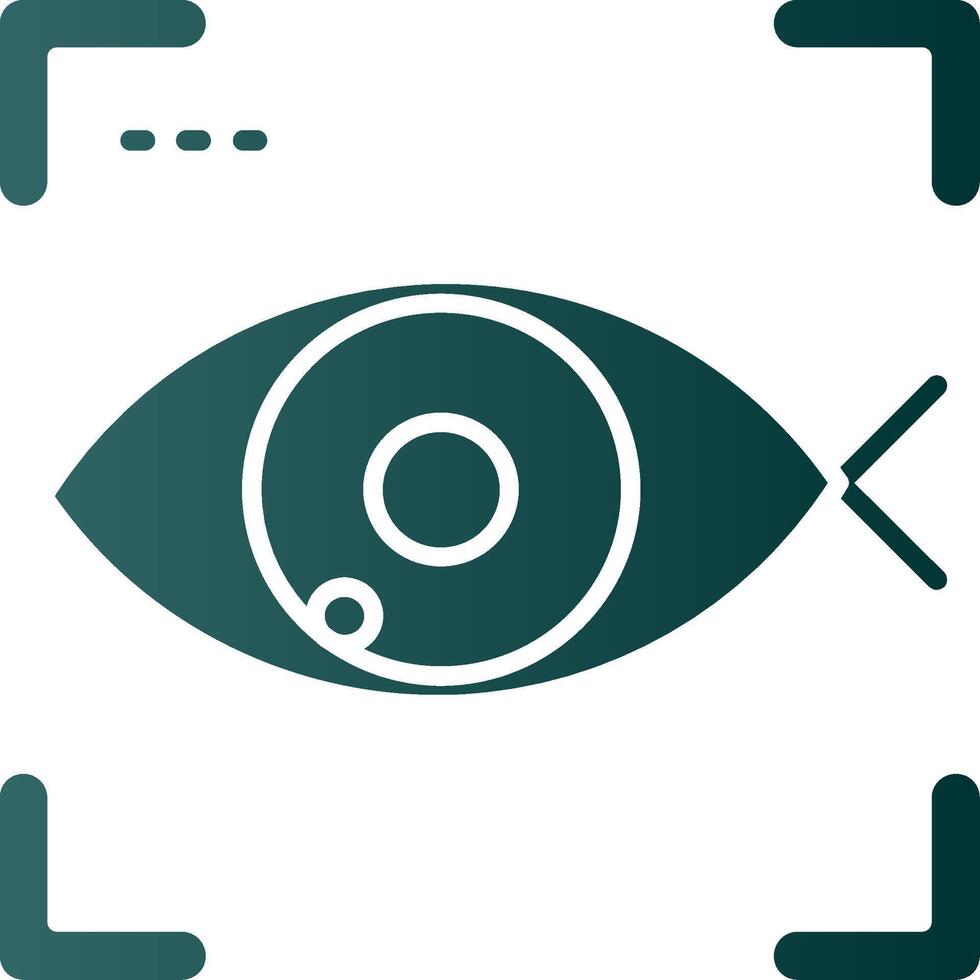 pescado ojo glifo degradado verde icono vector