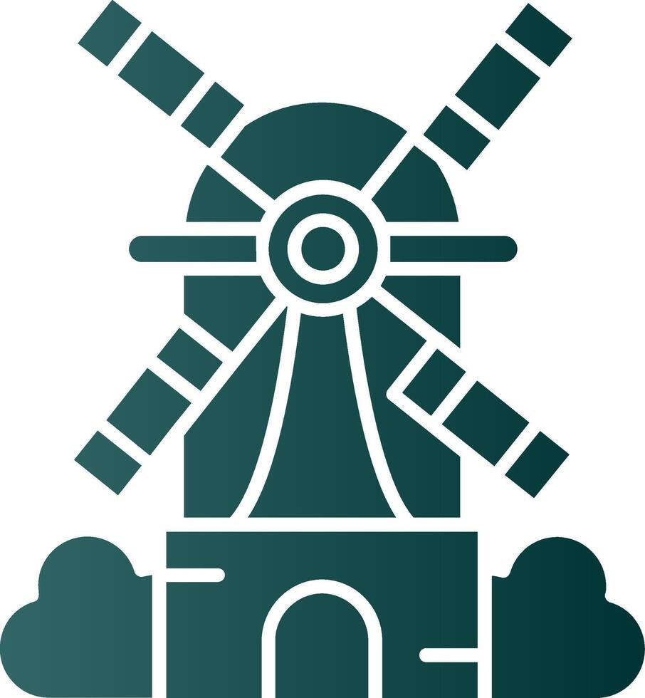 Windmill Glyph Gradient Green Icon vector