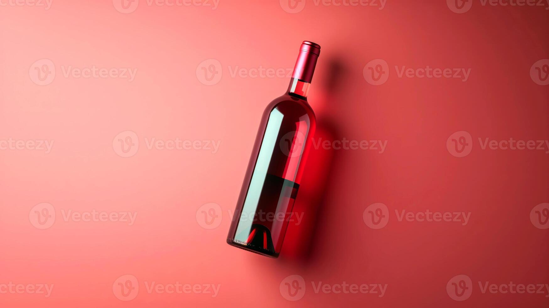 AI generated Wine bottle for mock up over plane rose background. photo