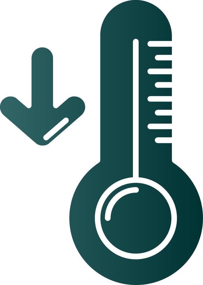 bajo temperatura glifo degradado verde icono vector