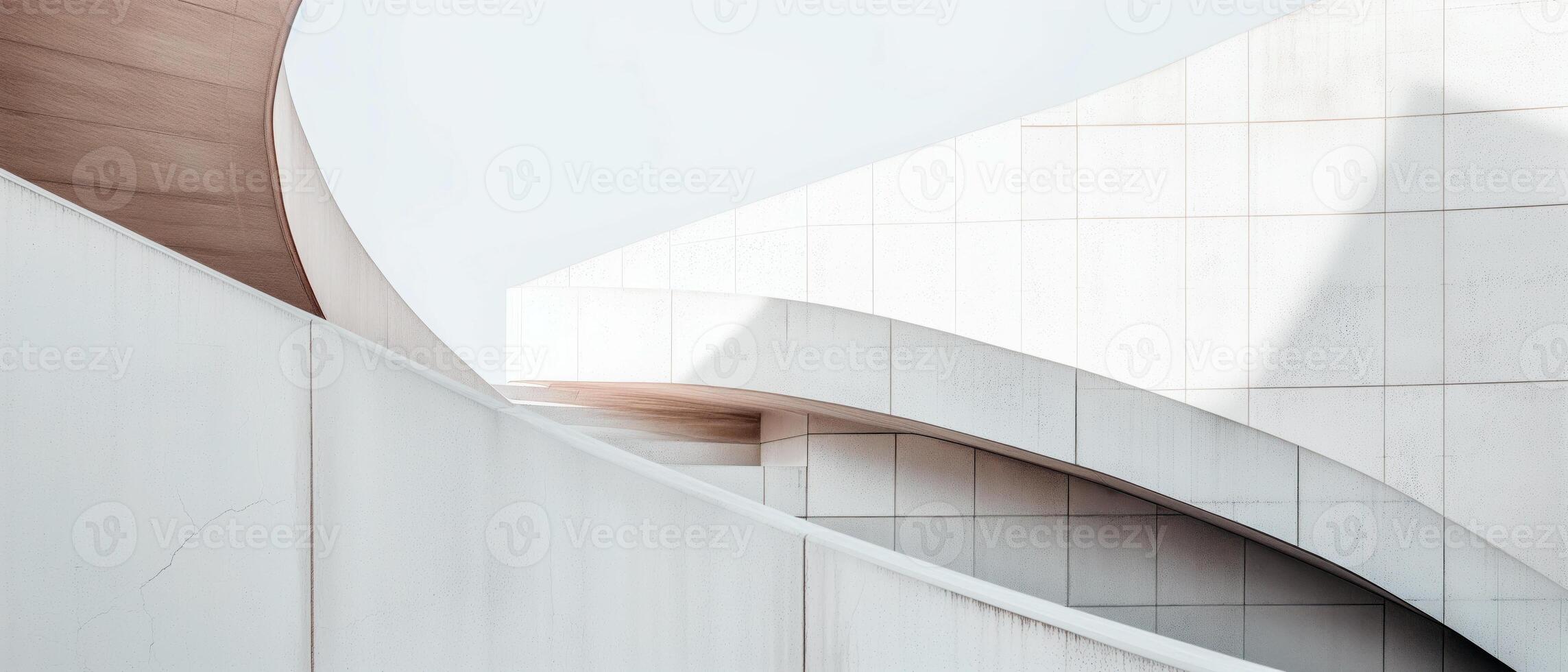 ai generado moderno blanco hormigón edificio. 3d hacer de resumen blanco arquitectónico edificio con vacío espacio para texto. foto