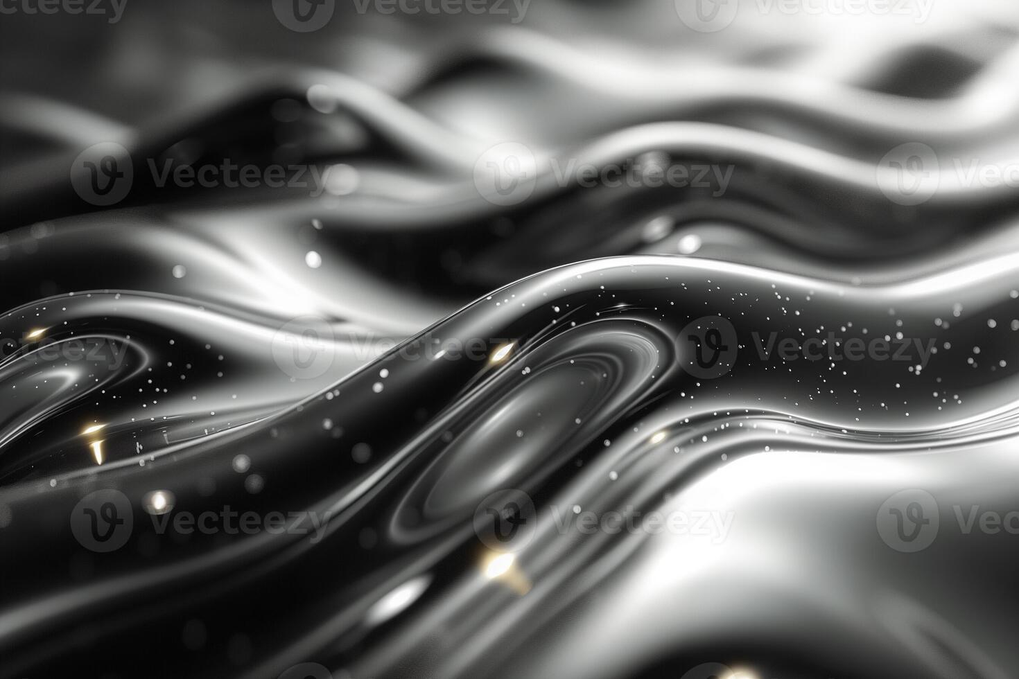 AI generated Futuristic Abstraction in Dark Silver Waves photo