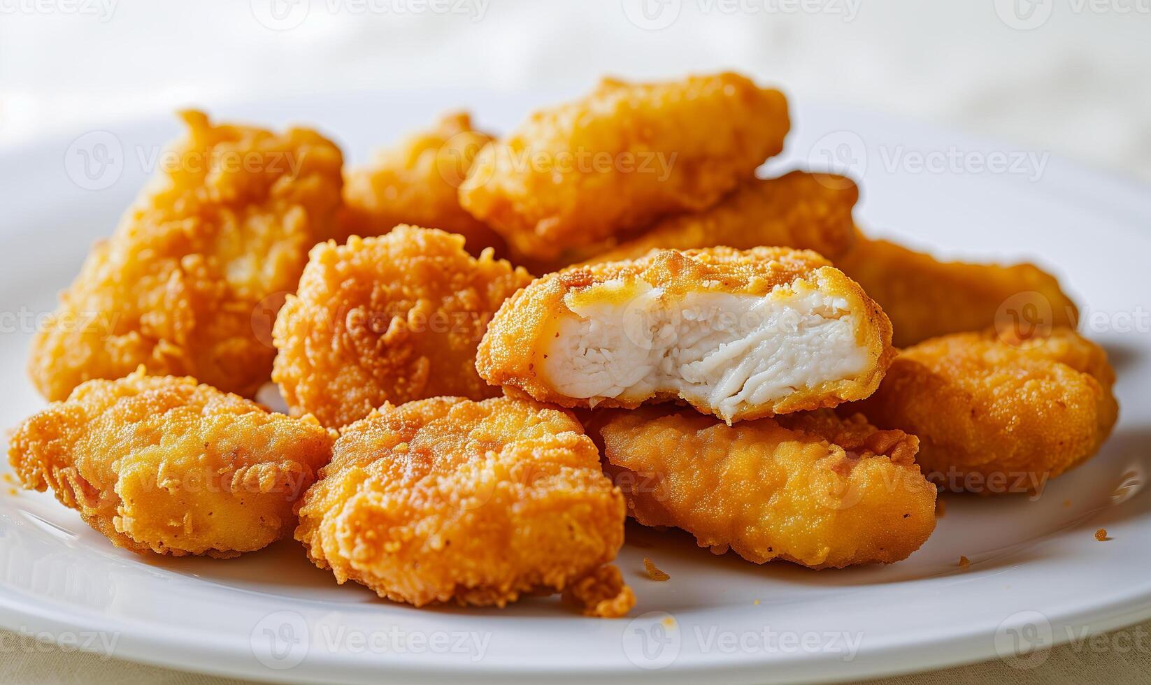 AI generated Juicy Chicken Nuggets on white plate photo