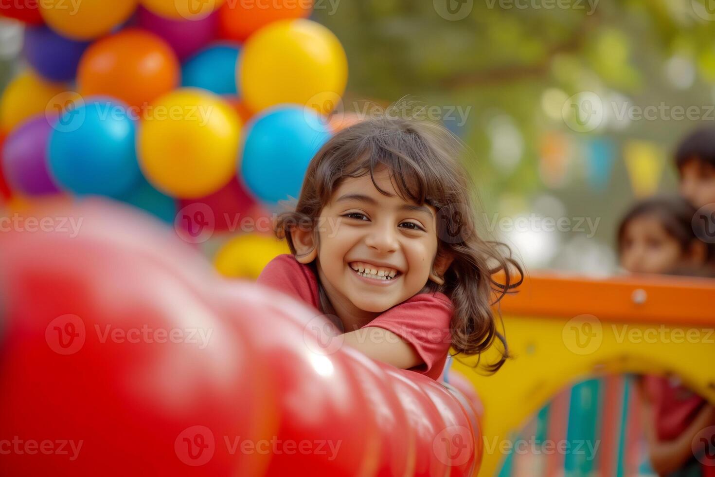 pure joy and innocence of children playing in a colorful playground photo