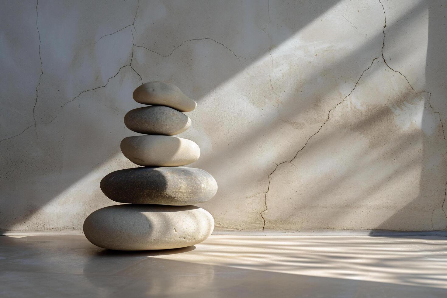AI generated stacked stone in minimalist background photo