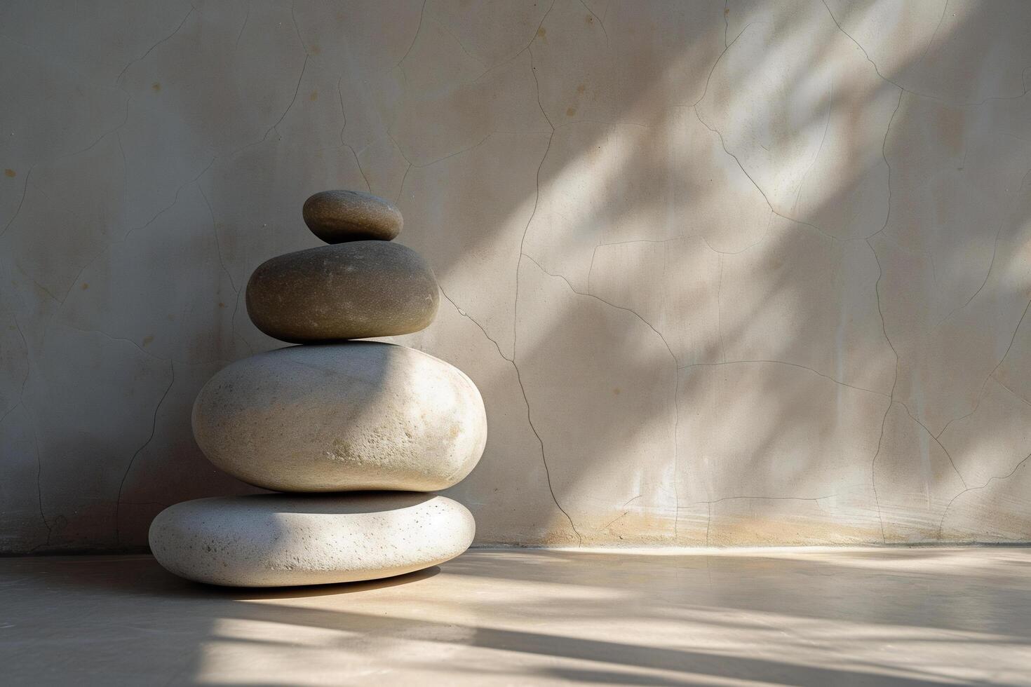 AI generated stacked stone in minimalist background photo