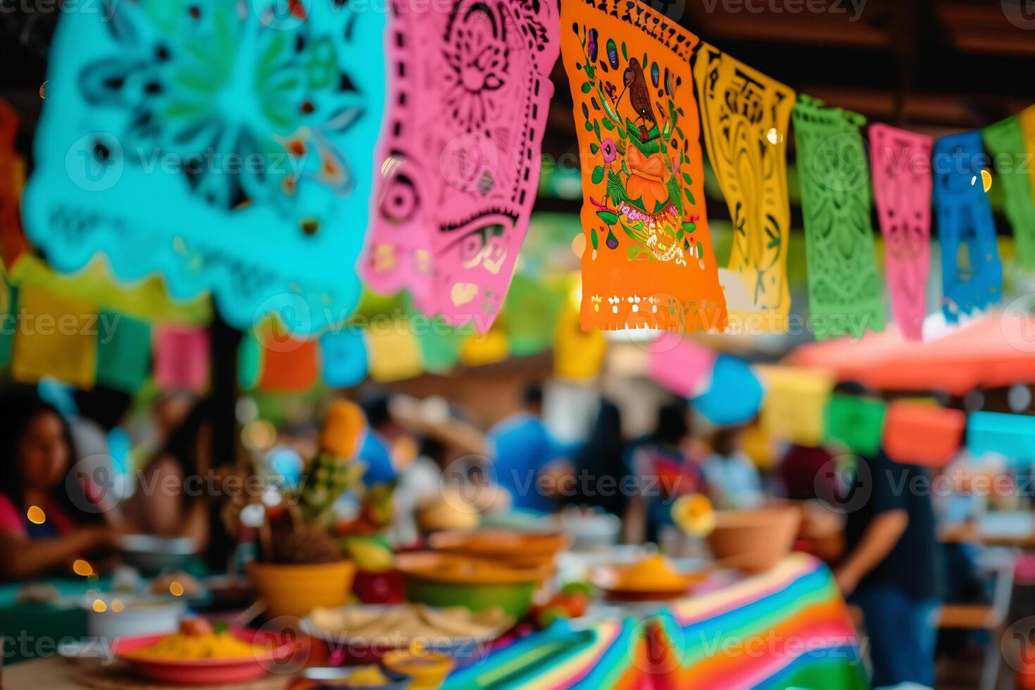 AI generated spirit of Cinco de Mayo celebrations with vibrant decorations photo