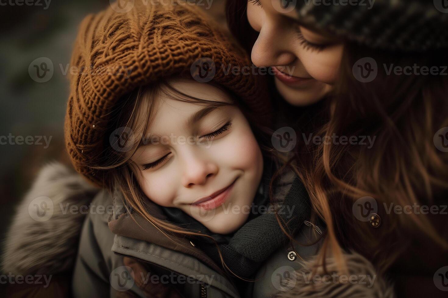 AI generated a tight embrace between two family members with genuine smiles conveying the warmth and love shared in a familial bond photo