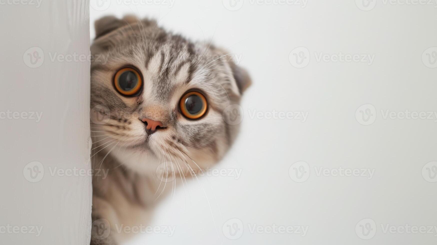 AI generated Scottish Fold car peeking around corner 4 photo