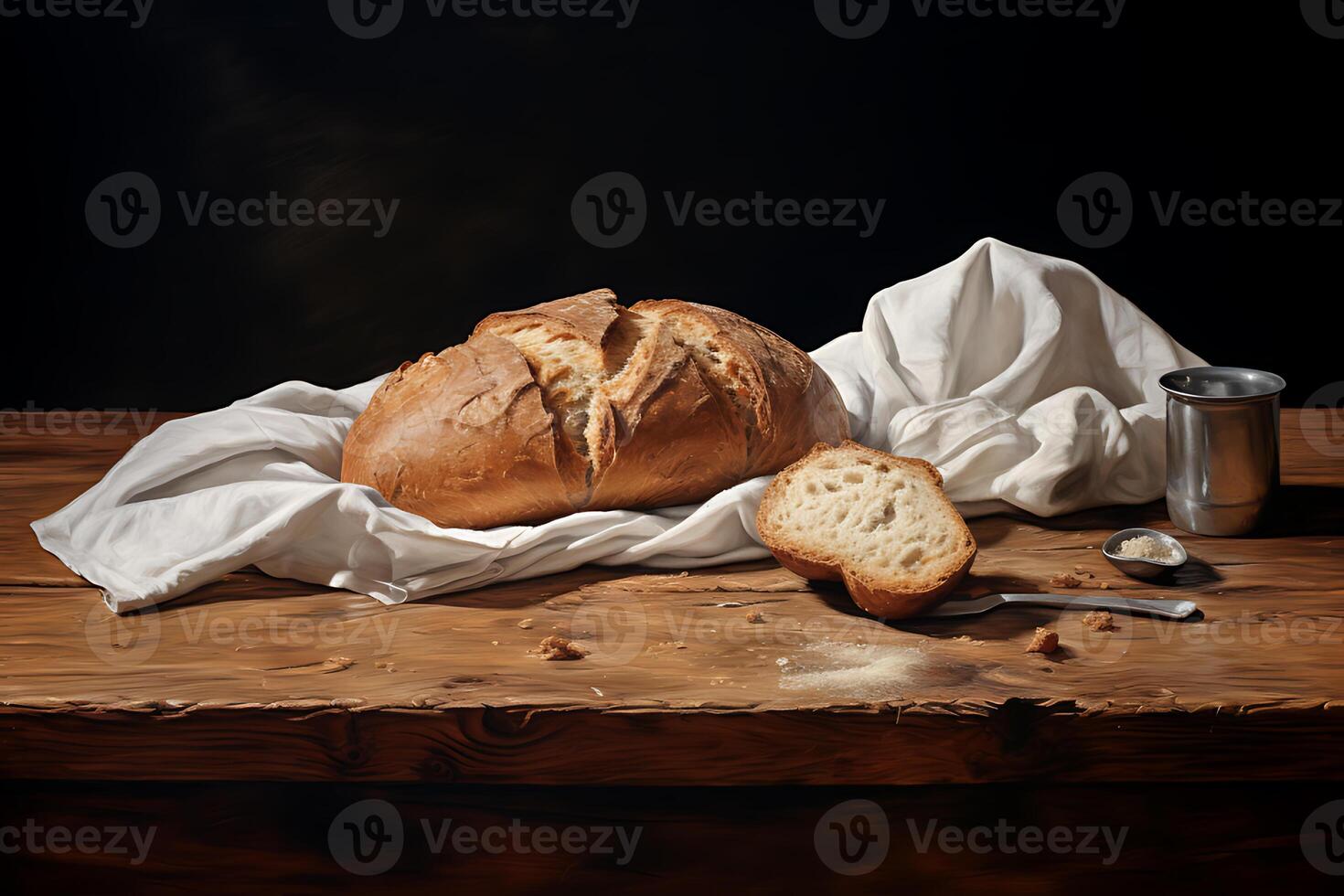 ai generado diferente tipos de un pan. panadería concepto. variedad de un pan cerca arriba. surtido de horneado un pan en de madera antecedentes. gluten gratis panes en de madera antecedentes. foto