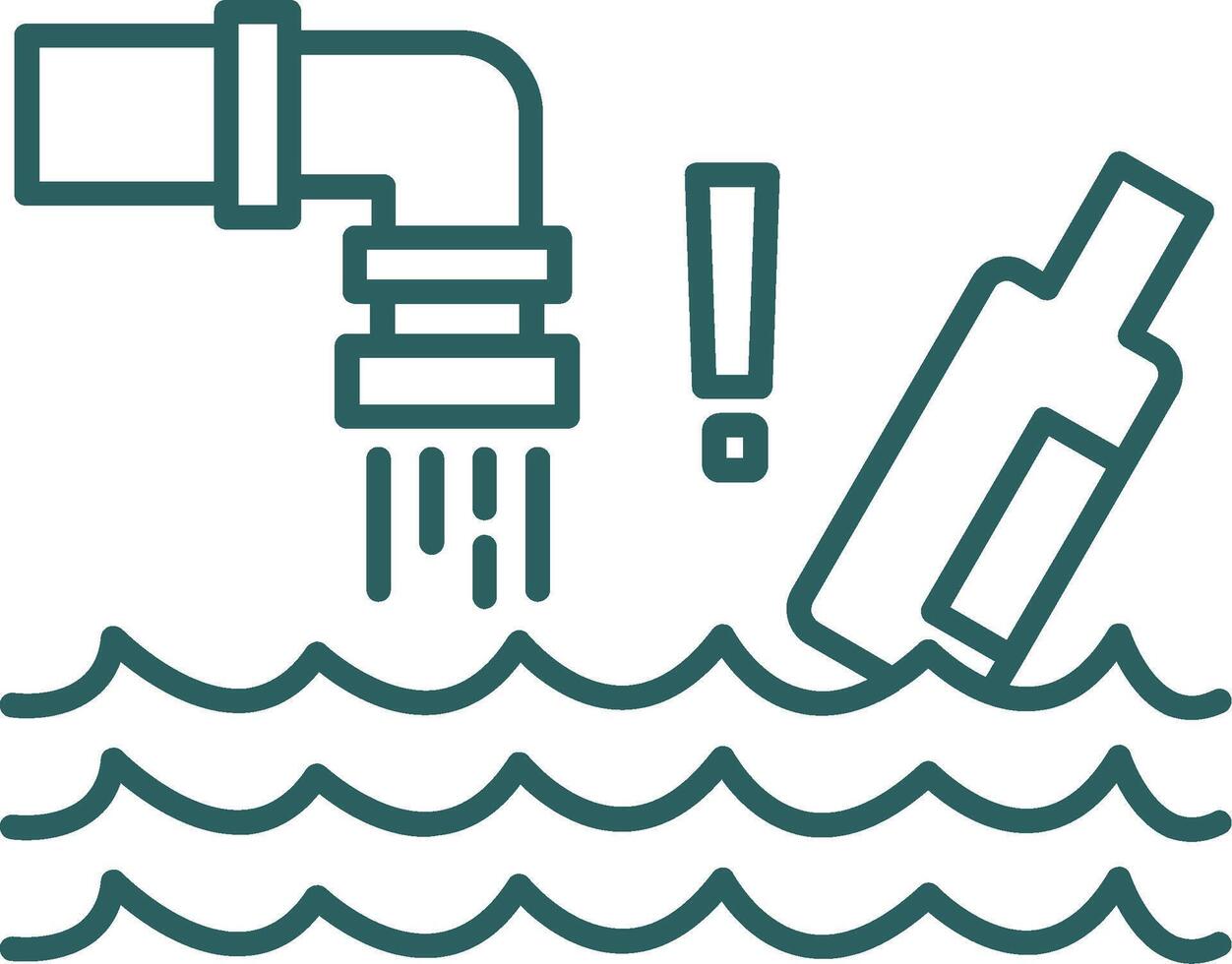 Water Pollution Line Gradient Icon vector