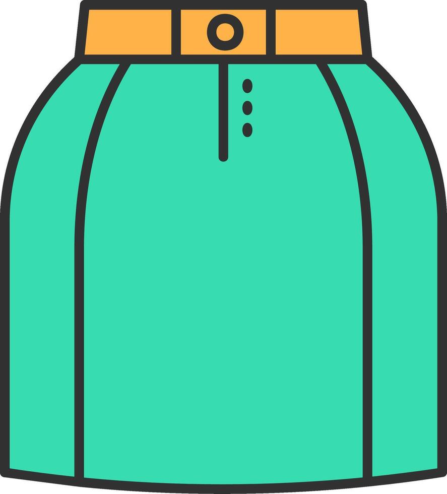 Mini skirt Line Filled Light Icon vector