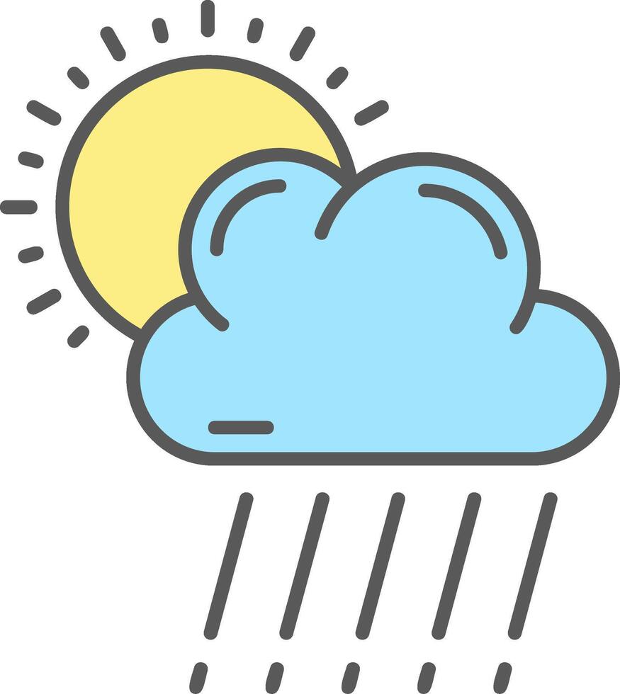 rain Line Filled Light Icon vector