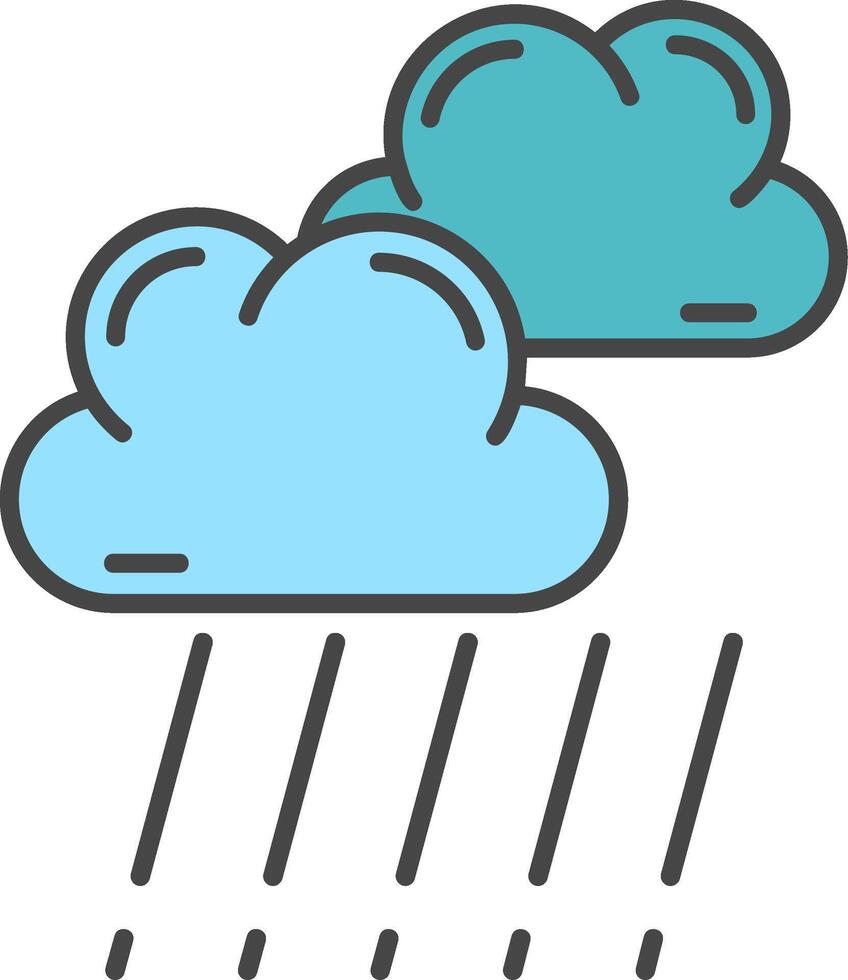 Rain Line Filled Light Icon vector