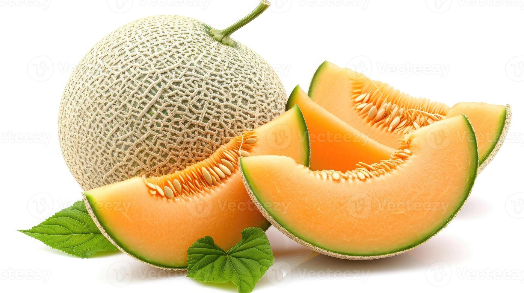 AI generated cantaloupe on isolated white background. photo