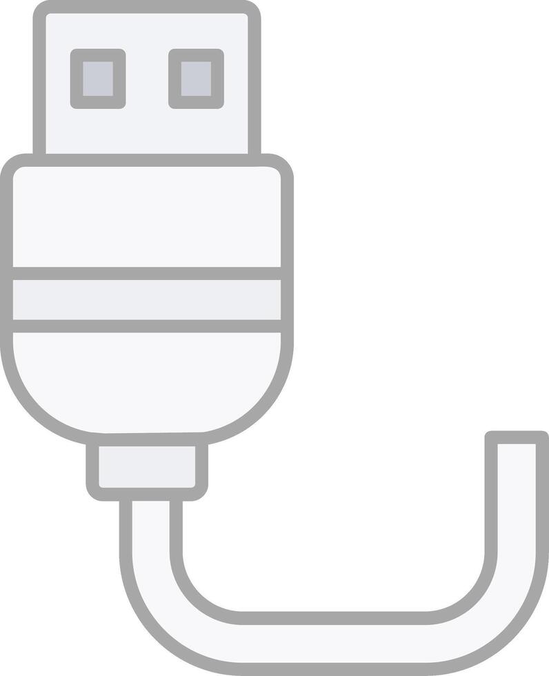USB línea lleno ligero icono vector
